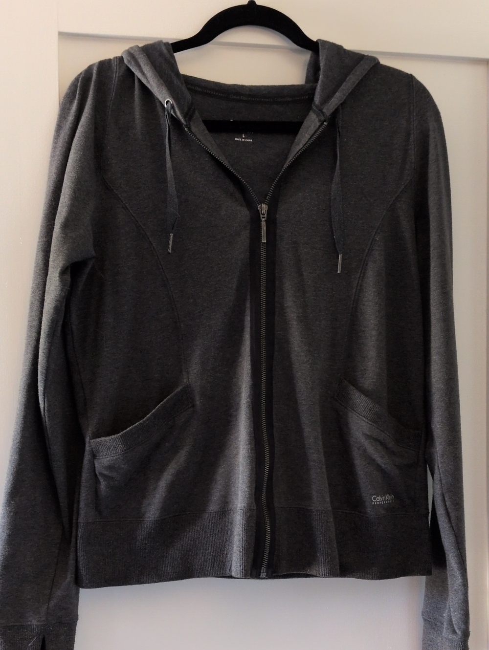 Calvin Klein Women's Charcoal Gray Full-Zip Hoodie Jacket